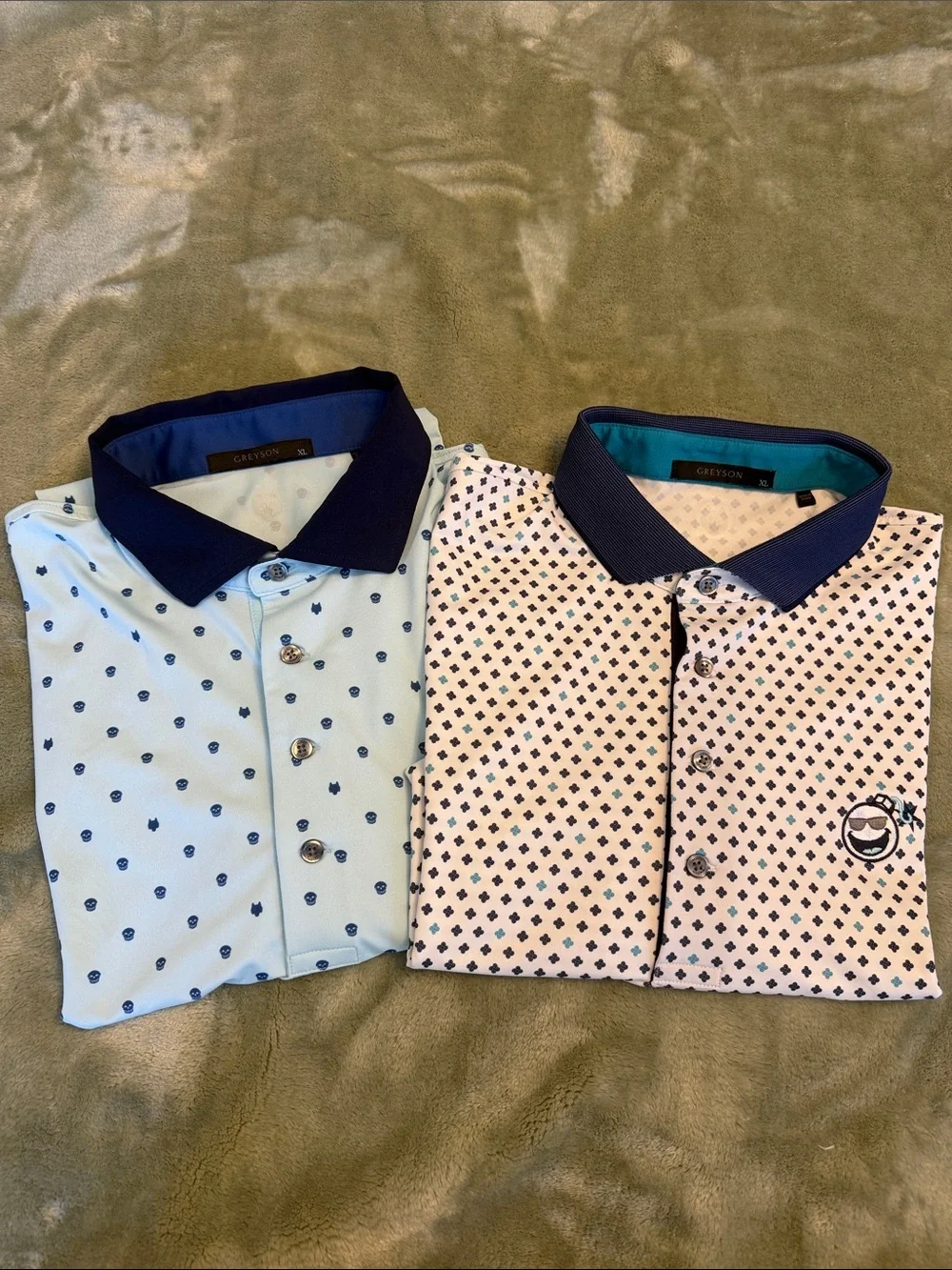 Greyson Men's Polo Duo — Light Blue and White with Navy Collars - GOLF - Picture 1 of 5